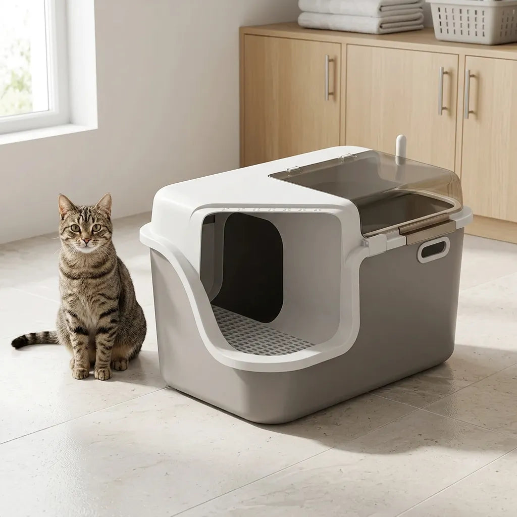 Bac à litière pour chat Fermé Style Couloir Anti-Odeurs et Facile d'Accès
