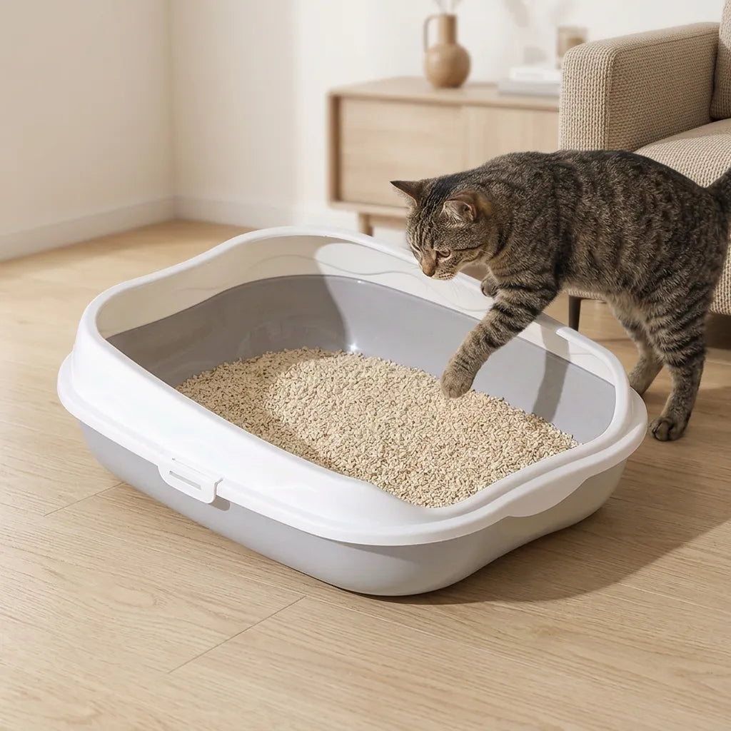 Bac à litière pour chat Grand Format Anti-Éclaboussures Ergonomique
