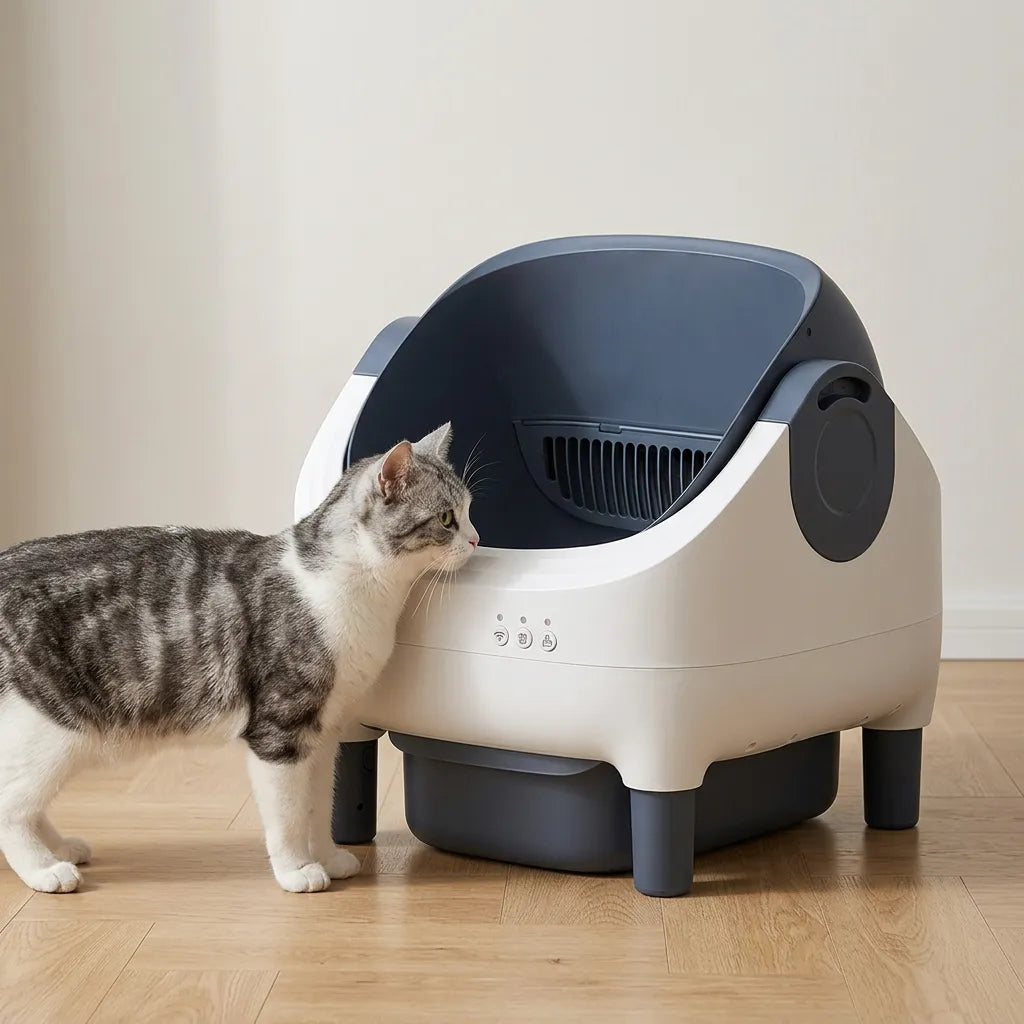Litière autonettoyante Semi-Fermée 76L Anti-Fuite et Anti-Étranglement